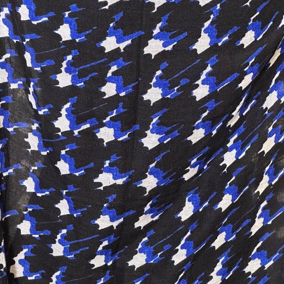 Unbranded Scarf Womens Long Rectangle Blue White Houndstooth Lightweight Fringe - Picture 7 of 7